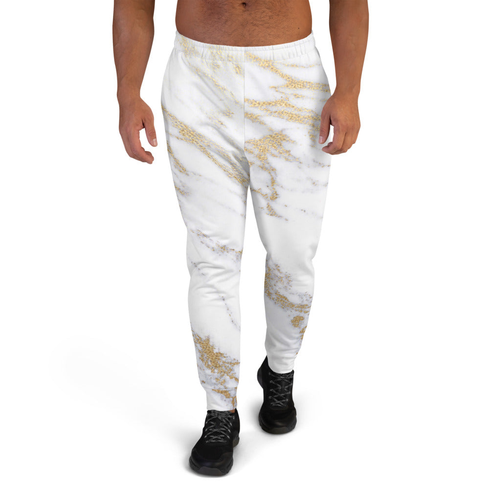 White gold marble Men's Joggers - Fashion Crook