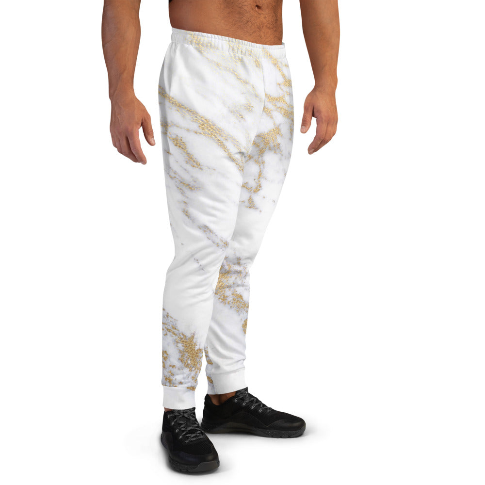 White gold marble Men's Joggers - Fashion Crook