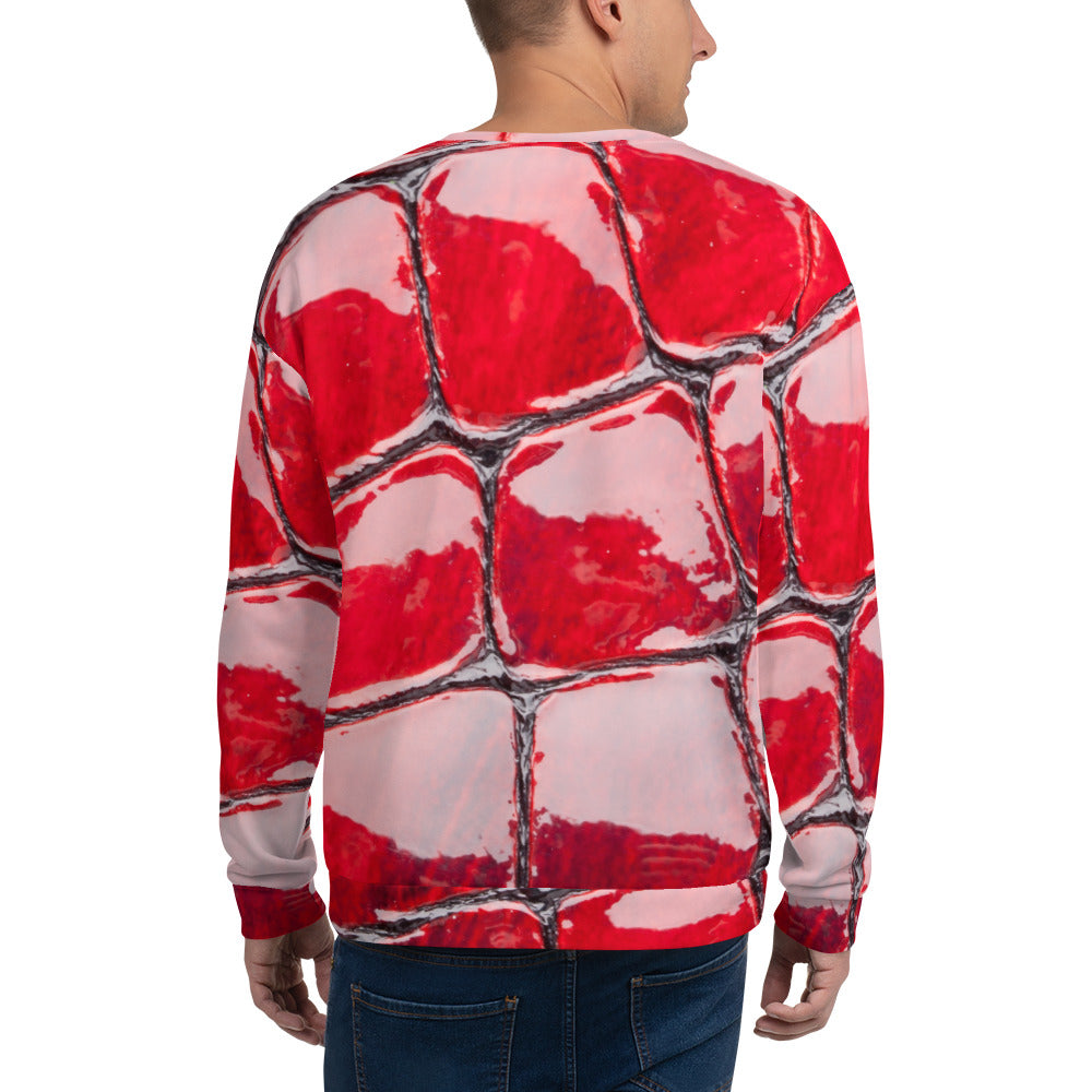 Red artificial leather Unisex Sweatshirt - Fashion Crook