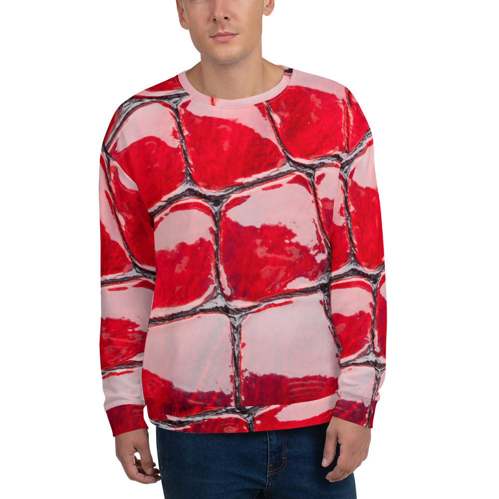 Red artificial leather Unisex Sweatshirt - Fashion Crook