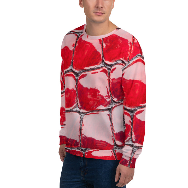 Red artificial leather Unisex Sweatshirt - Fashion Crook