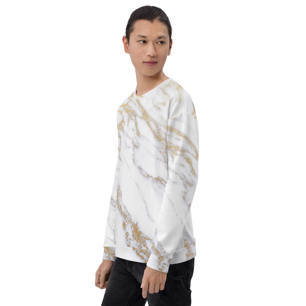 White gold marble Unisex Sweatshirt - Fashion Crook