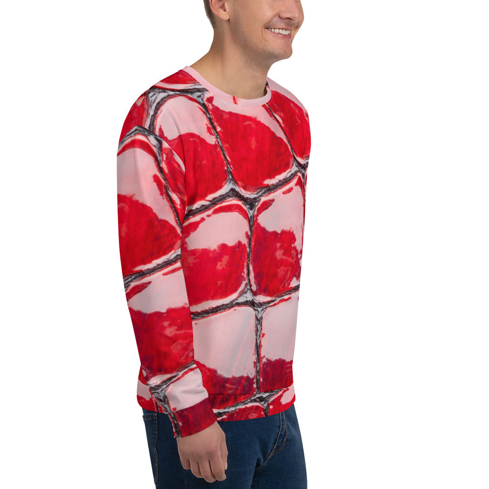 Red artificial leather Unisex Sweatshirt - Fashion Crook