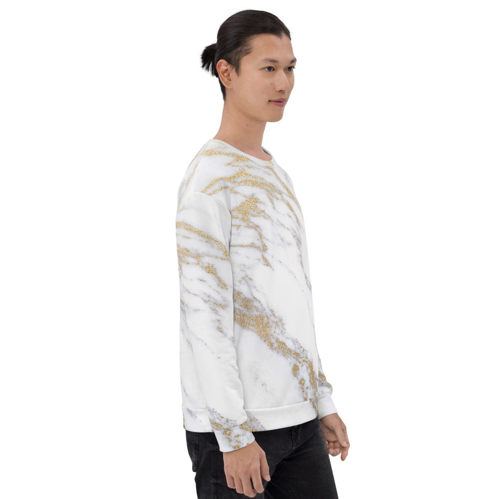 White gold marble Unisex Sweatshirt - Fashion Crook