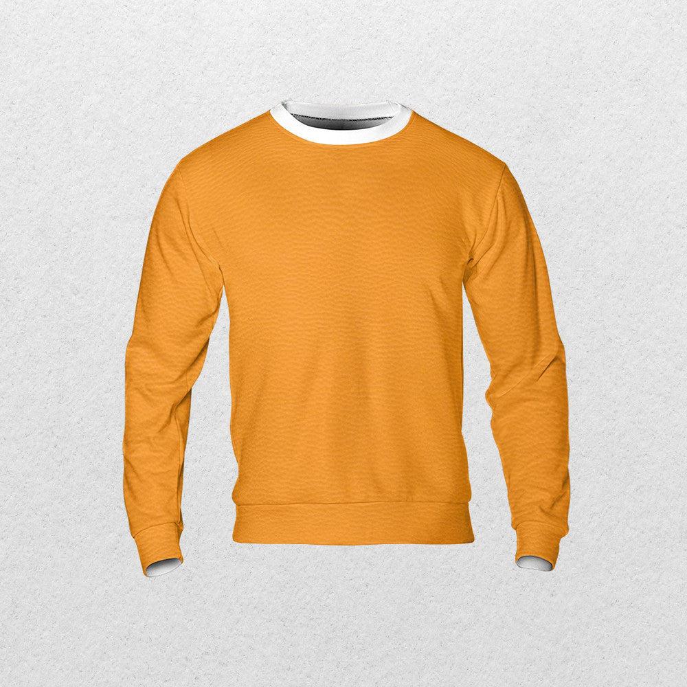 Orange leather texture AOP Sweatshirt - Fashion Crook