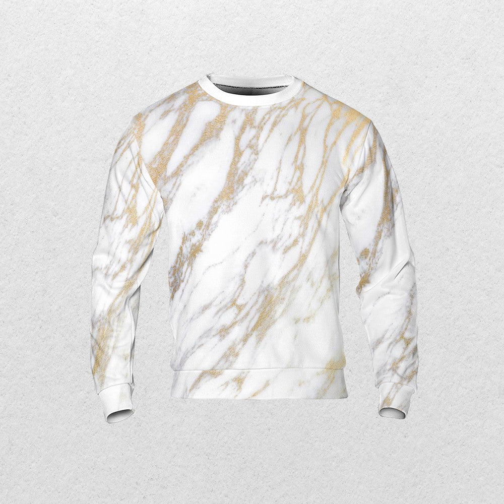 White_gold_marble AOP Sweatshirt - Fashion Crook